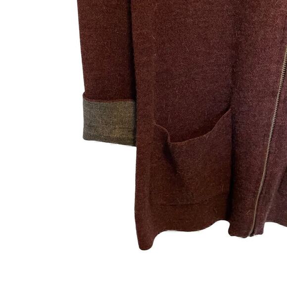Jones & Company Cardigan Zip Front Burgundy and Grey Knit Size S with pockets - Picture 8 of 10